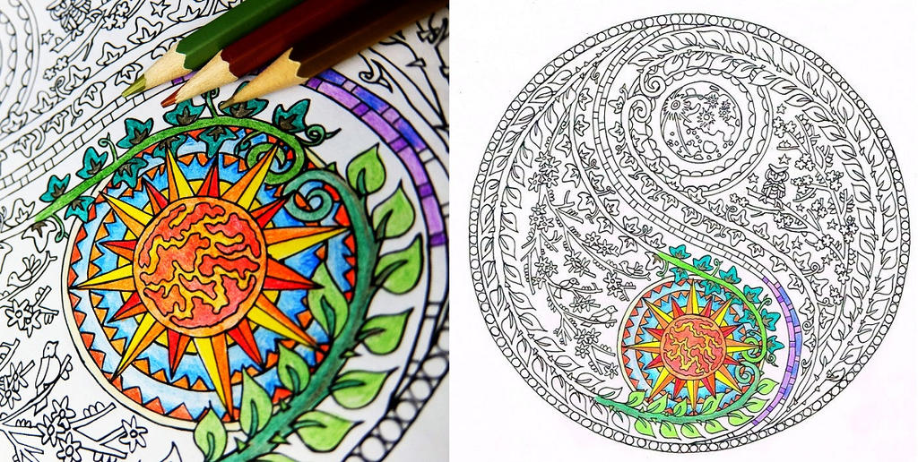 Yin yang moon and sun coloring page by candy