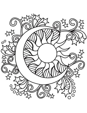 Pop art sun moon and stars coloring page free printable coloring pages star coloring pages moon coloring pages sun coloring pages