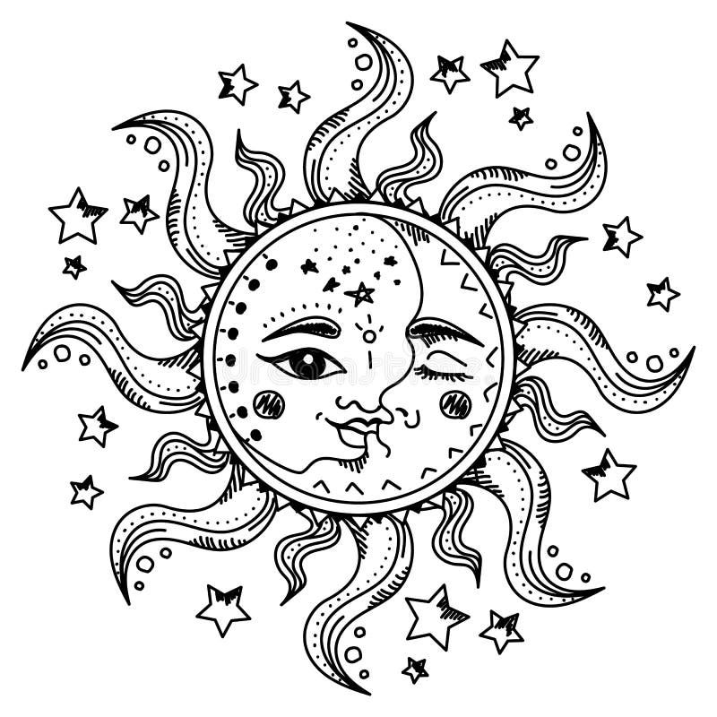 Sun moon stars coloring stock illustrations â sun moon stars coloring stock illustrations vectors clipart