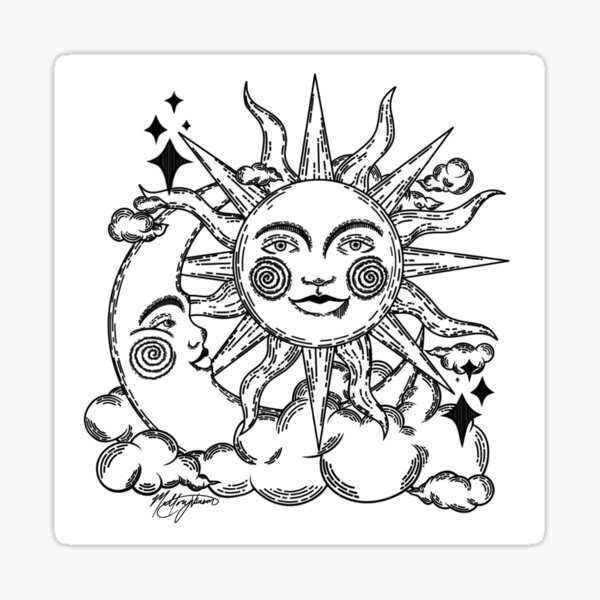 Sun and moon graphic by mallory vinson malloryvinsonart sticker for sale by mallory vinson