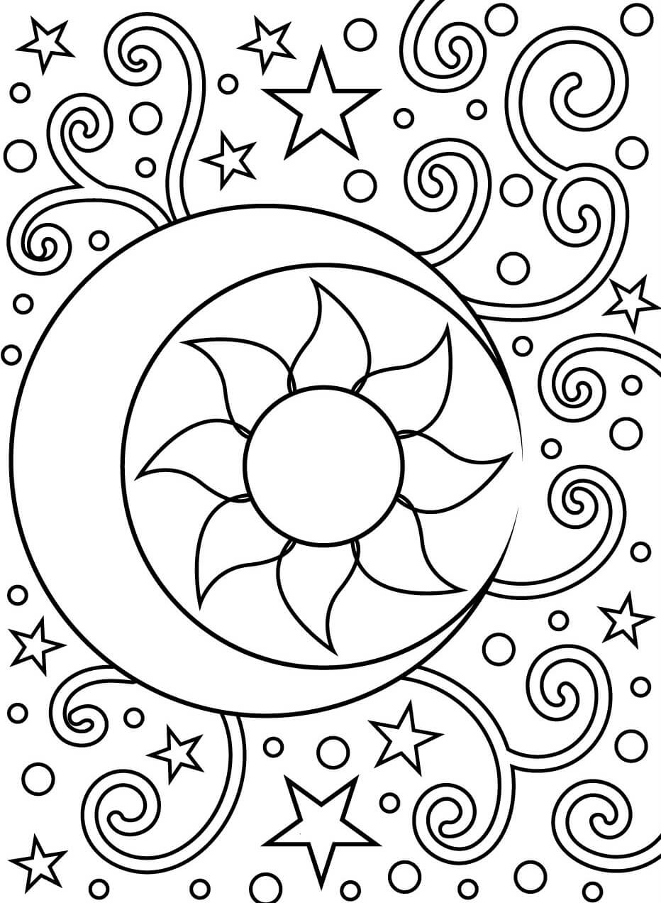 Trippy flower coloring page