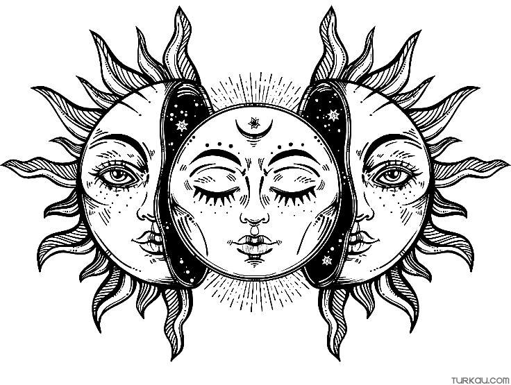 Sun moon coloring page