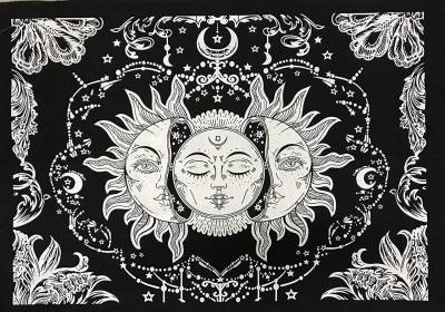 Art world tripple sun moon and star mandala hippie psychedelic boho bohemian cotton decorative wall hanging tapestry poster x inches tapestry