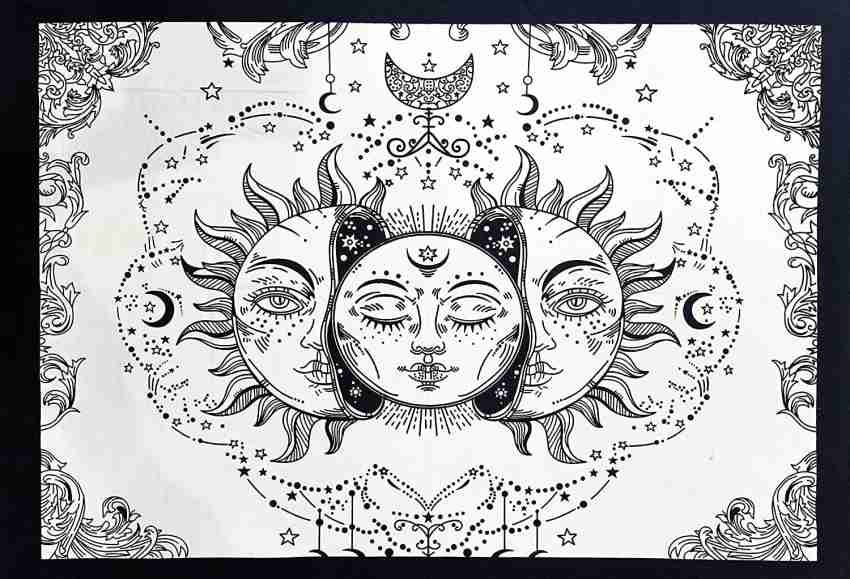 Doraya three face sun tarot star psychedelic sun moon good luck tapestry twin mandala tapestry x tapestry price in india