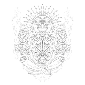 Printable adult psychedelic marijuana coloring page