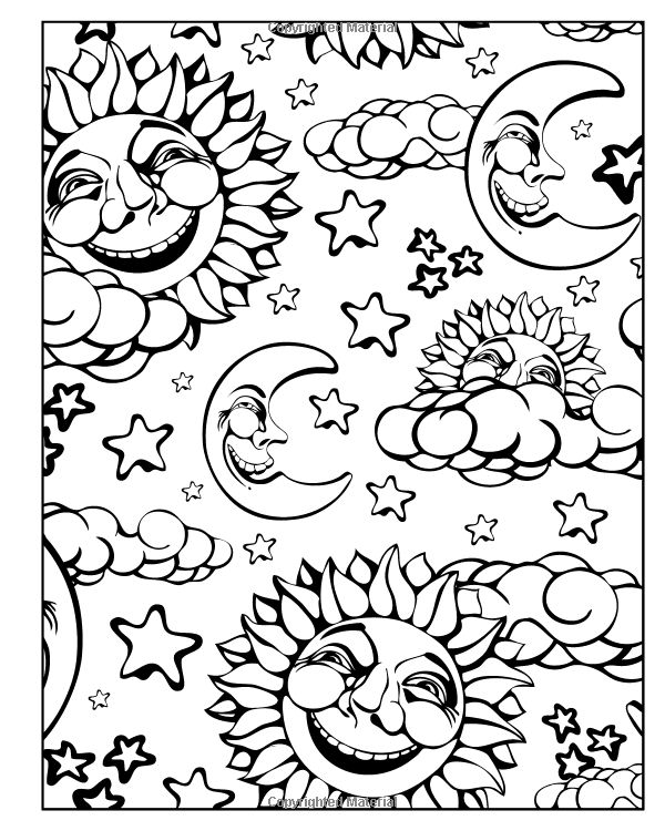 Sun moon and stars coloring book double pack volumes art
