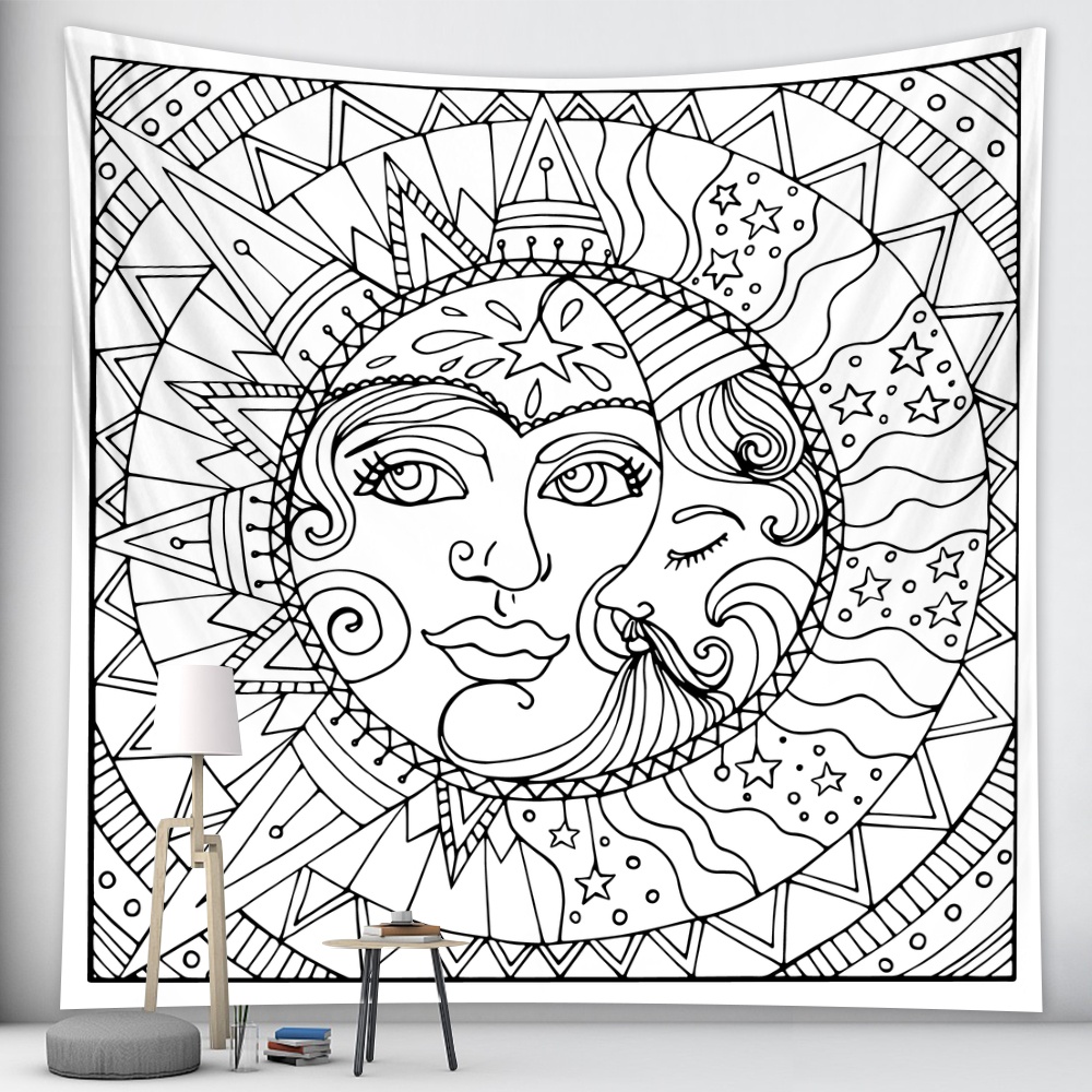 Moon sun psychedelic tapestry mandala tapestry moon sun wall tapestry sun mandala