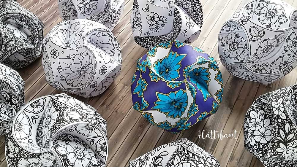 Triskele paper globes flower edition seasonal ornaments d paper craft d coloring pages