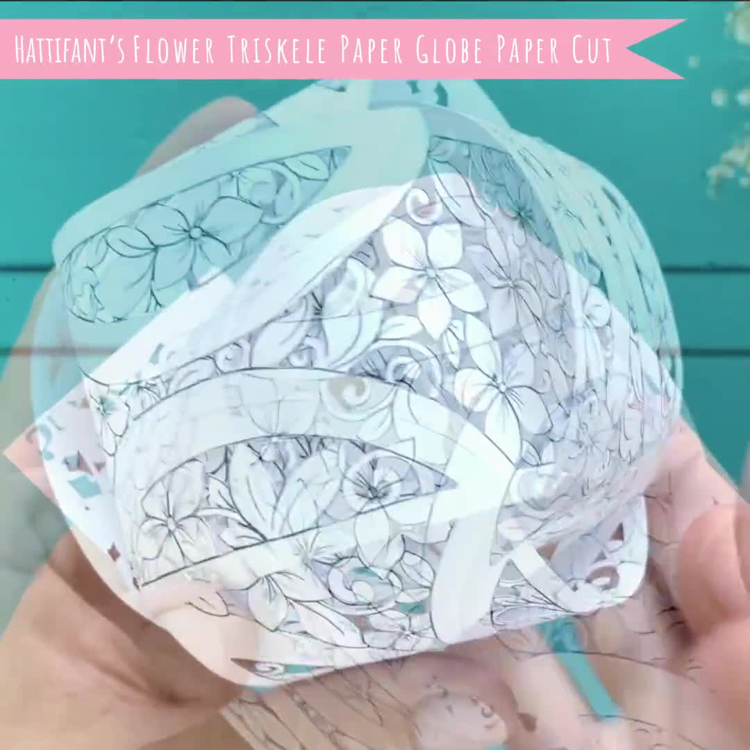 Triskele paper globe papercut by hand floral pattern personal license