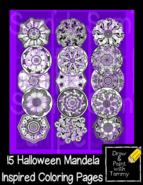 Halloween themed mandela inspired coloring pages and printable activitie made by teachers