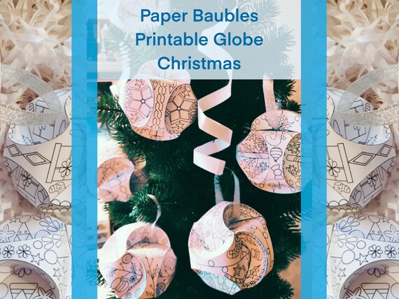 Printable paper ornament triskele paper globes christmas baubles printable pdfdiy paper craft coloring book digital