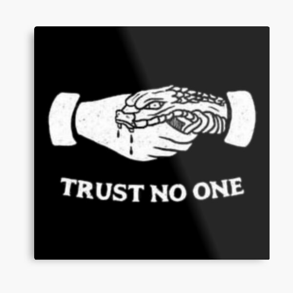 Trust no one snake handshake metal print for sale by marianisarkhan