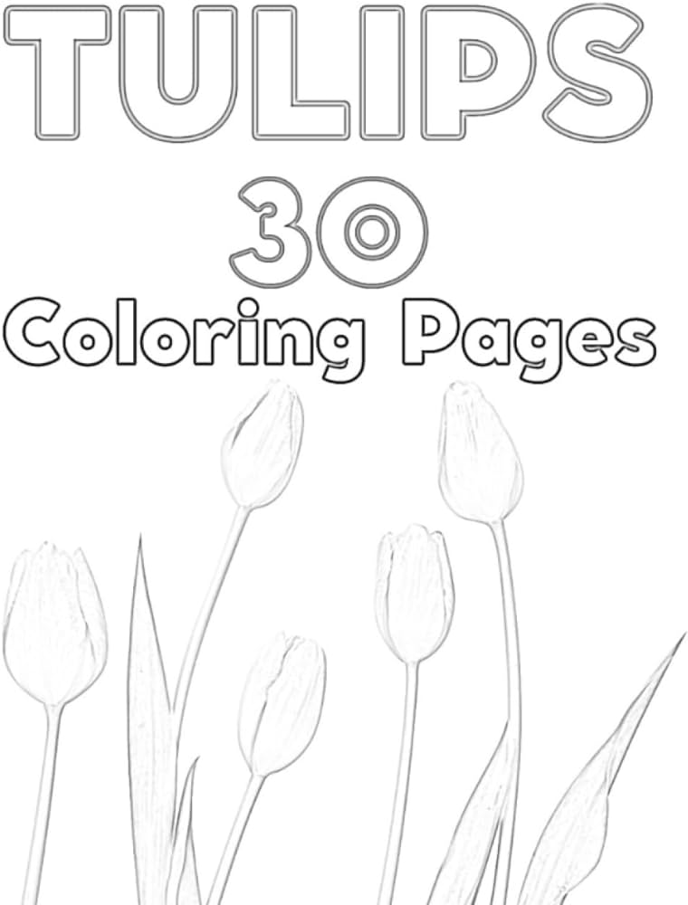 Tulip flower coloring pages floral coloring book for grown