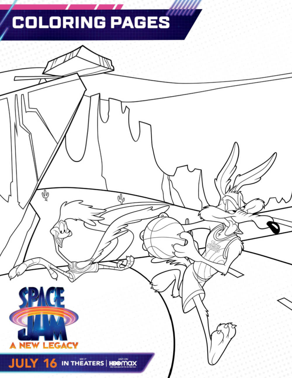 Free printable space jam coloring page