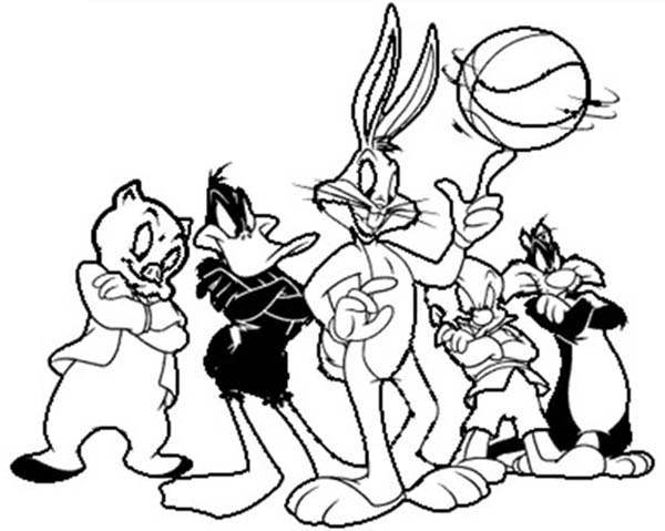 Jam coloring space basketball looney tunes team printable colouring sheets cartoon template sketch fasciâ cartoon coloring pages cartoon template coloring pages