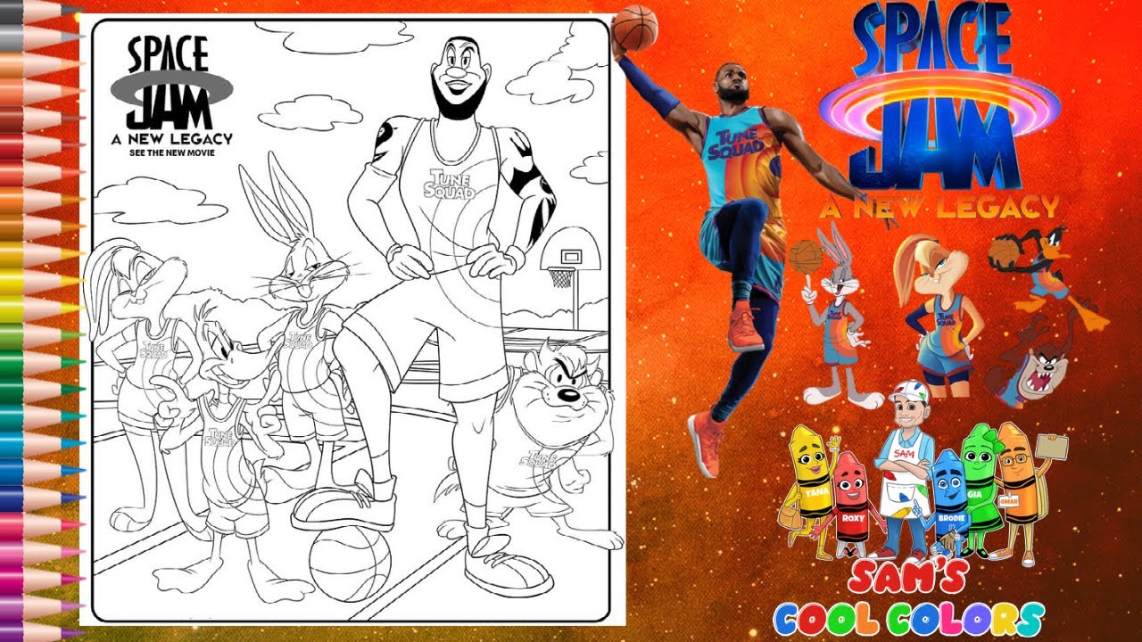 Coloring space ja lebron jaes tune squad space ja tune squad coloring book page for kids