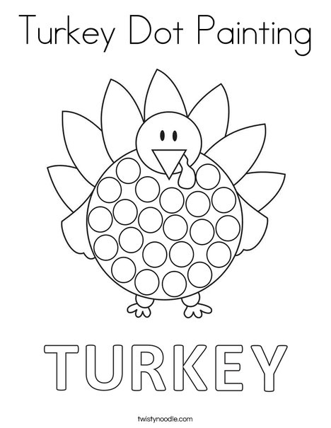 Turkey dot painting coloring page