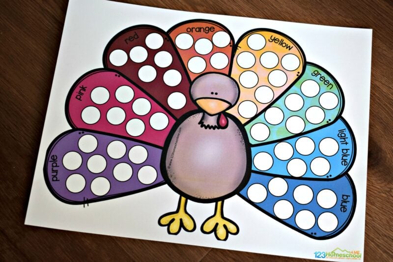 Turkey colour matching game with do a dot markers