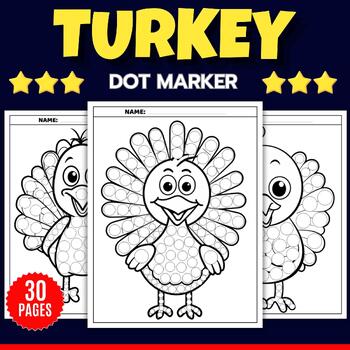 Fall turkey dot marker coloring pages