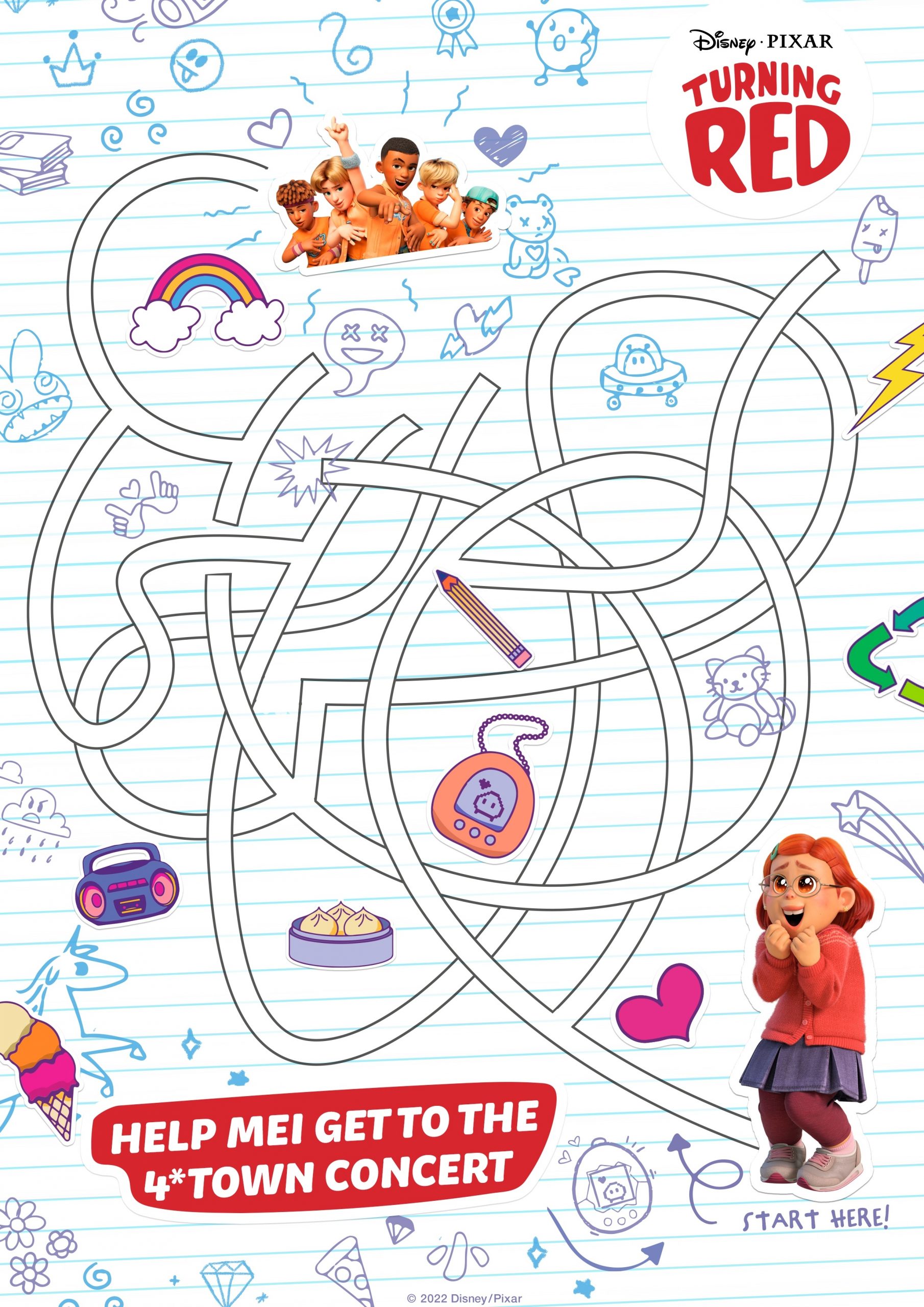 Printable pixar turning red coloring pages activity sheets free