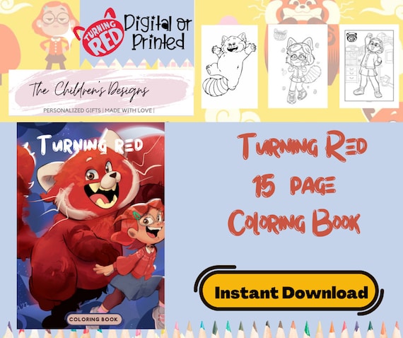 Turning red instant download coloring book