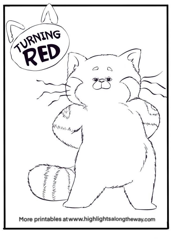 Turning red printable coloring sheets