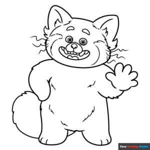 Red panda mei lee from turning red coloring page easy drawing guides