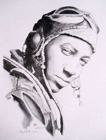 Portrait of tuskegee airman lt john morgan original drawing