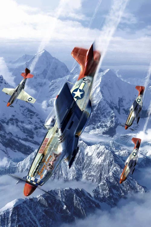 Tuskegee airmen flying near the alps