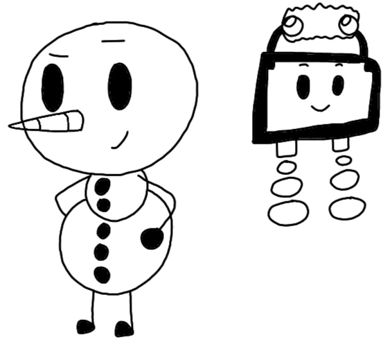Snowman and tv guy coloring page by youtubeguythearter on