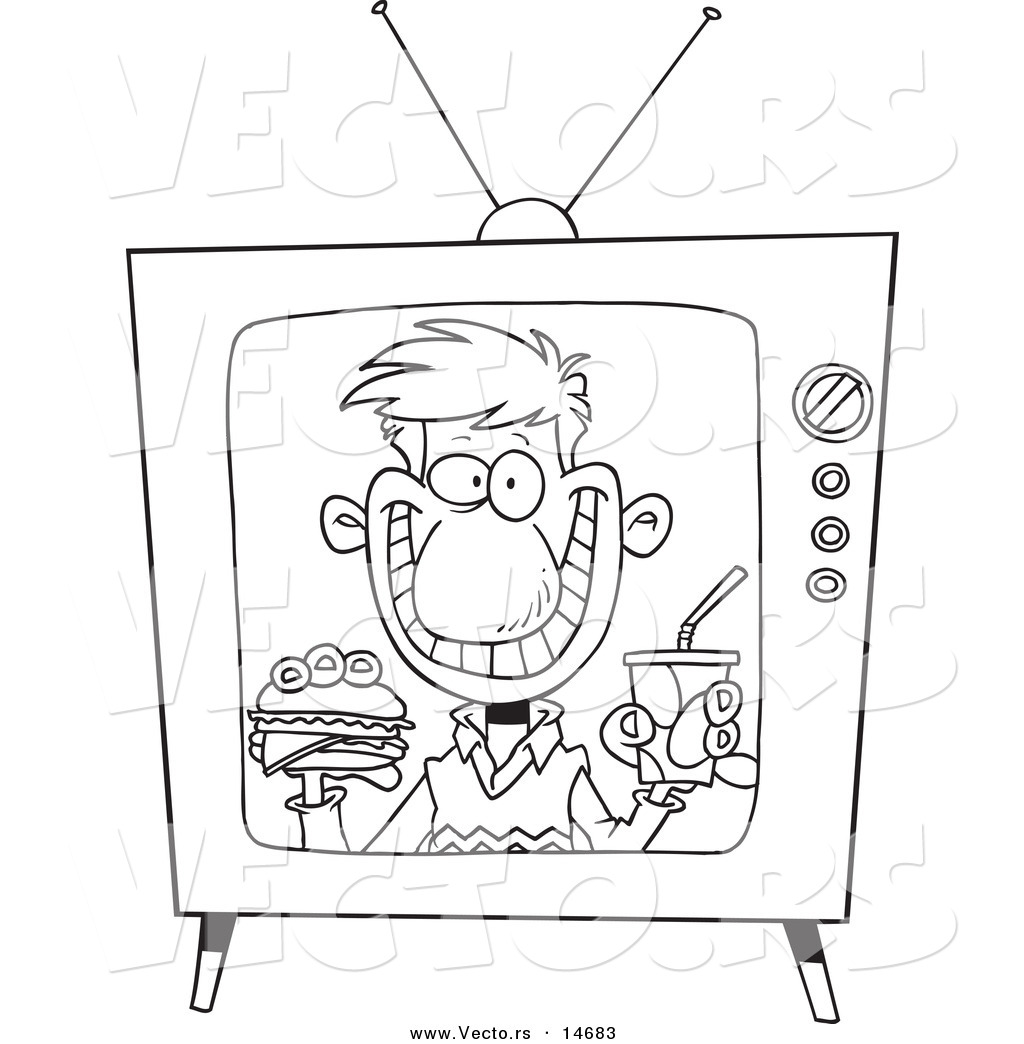 R of a cartoon man appearing on a fast food television commercial