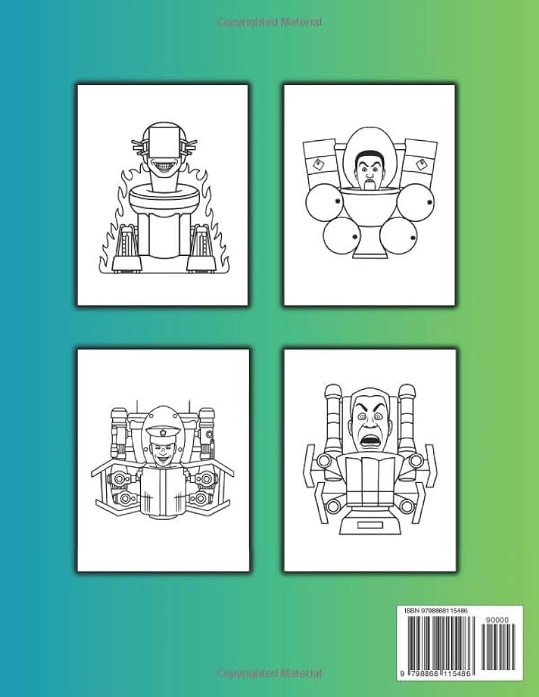 Skibidi toilet coloring book for kids titan cameraman tv man speakerman gman and more characters fun book for children high quality coloring teens adults to relax and stress relieve
