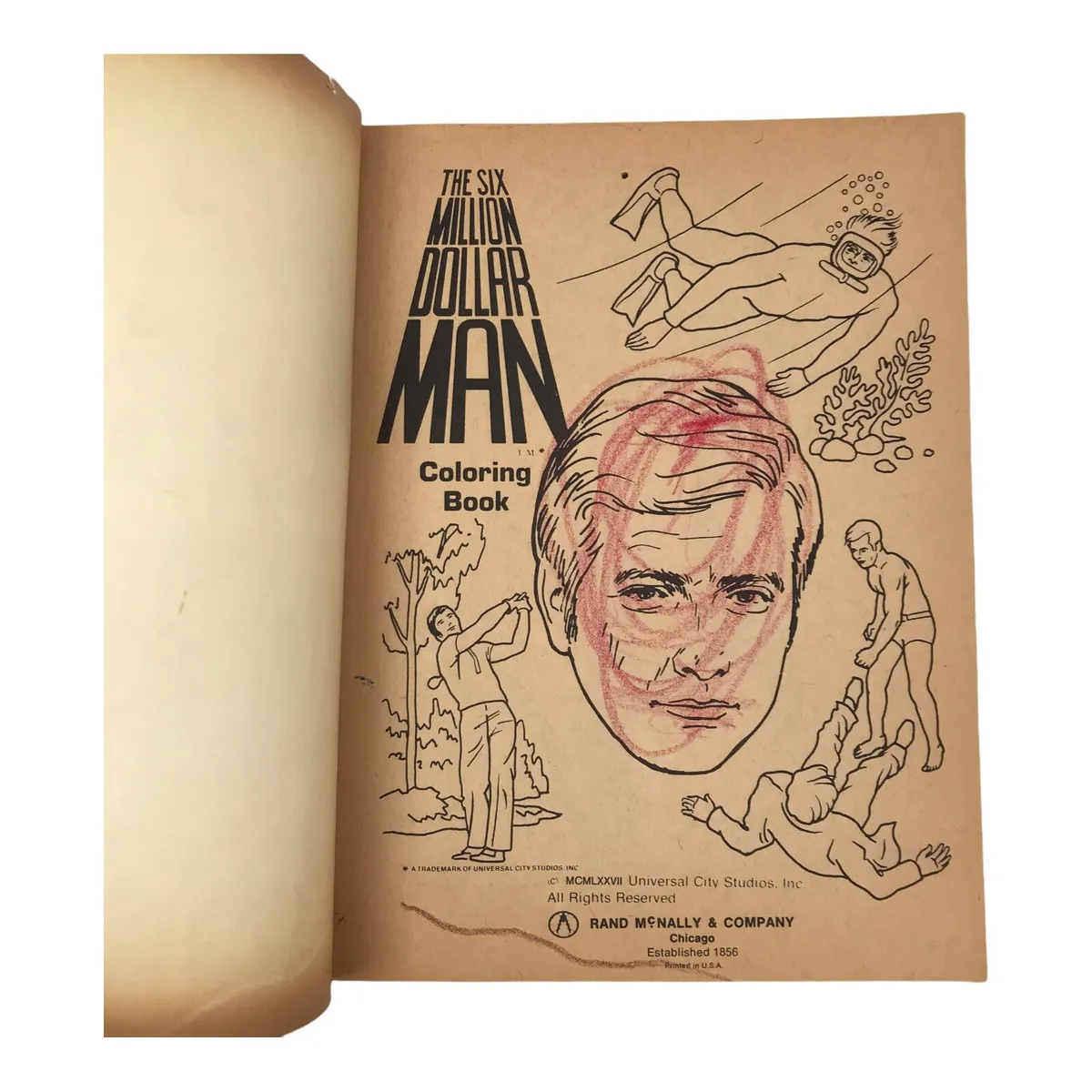 Vintage the six million dollar man coloring book some colored pages tv show