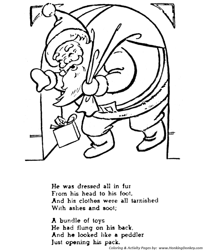 Night before christmas coloring pages his cheeks were like roses his nose like a cherry