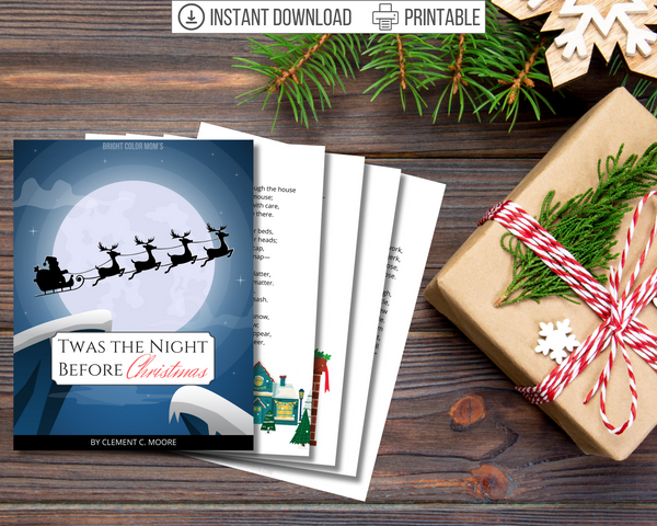 Printable twas the night before christmas poem â bright color mom