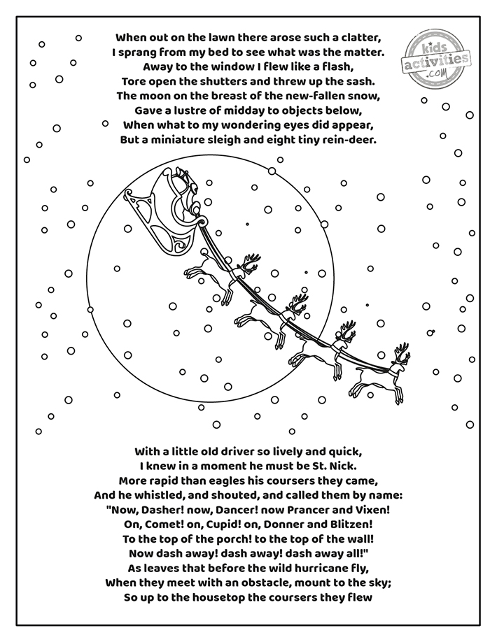 Free christmas coloring book twas the night before christmas kids activities blog