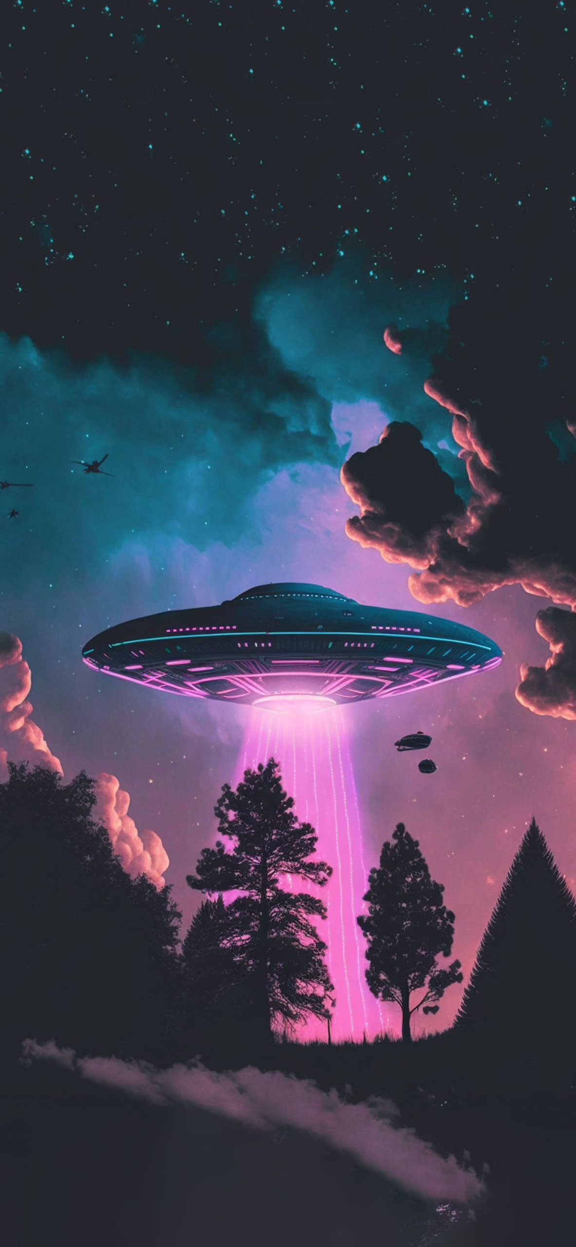 Ufo abduction beam aesthetic wallpaper