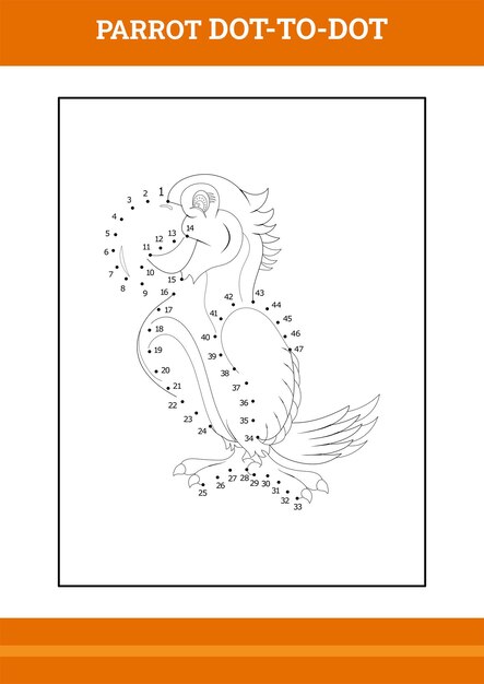 Premium vector parrot connect the dot coloring book line art design for kids printable coloring page