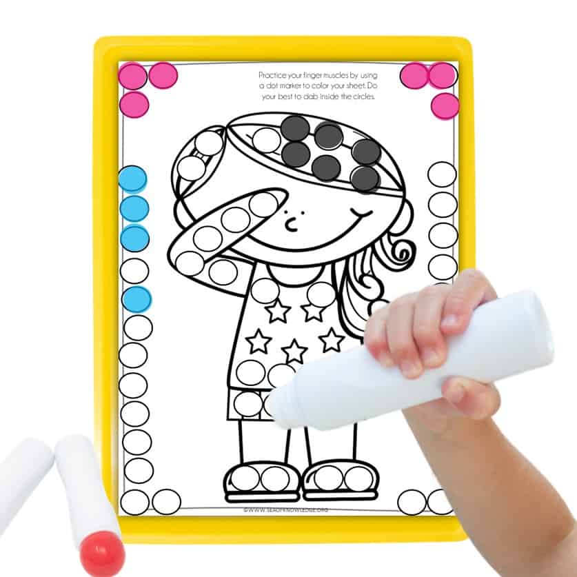 Free printable patriotic coloring pages for preschool fine motor do a dot