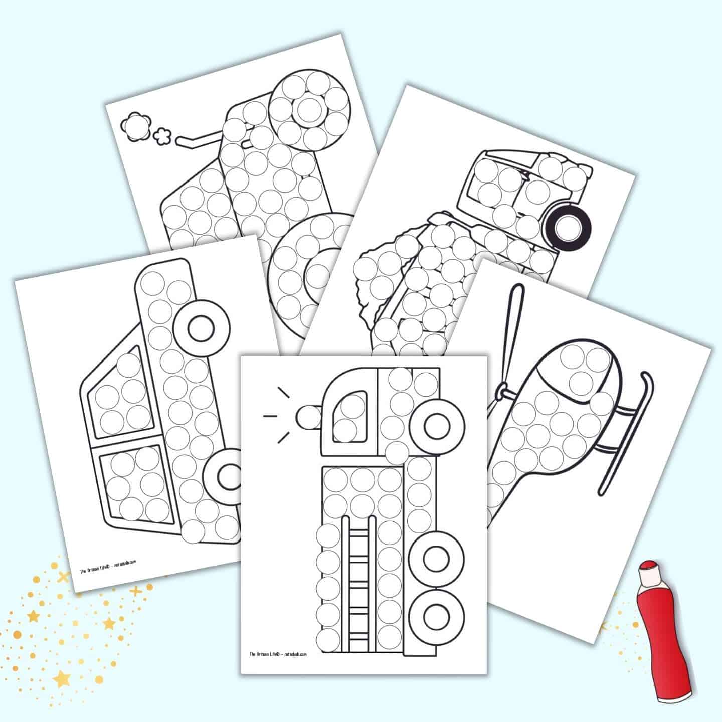Free printable vehicle dot marker coloring pages