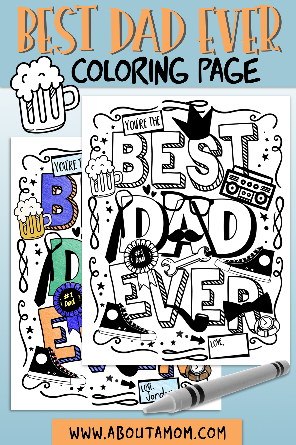 Best dad ever fathers day coloring page printable