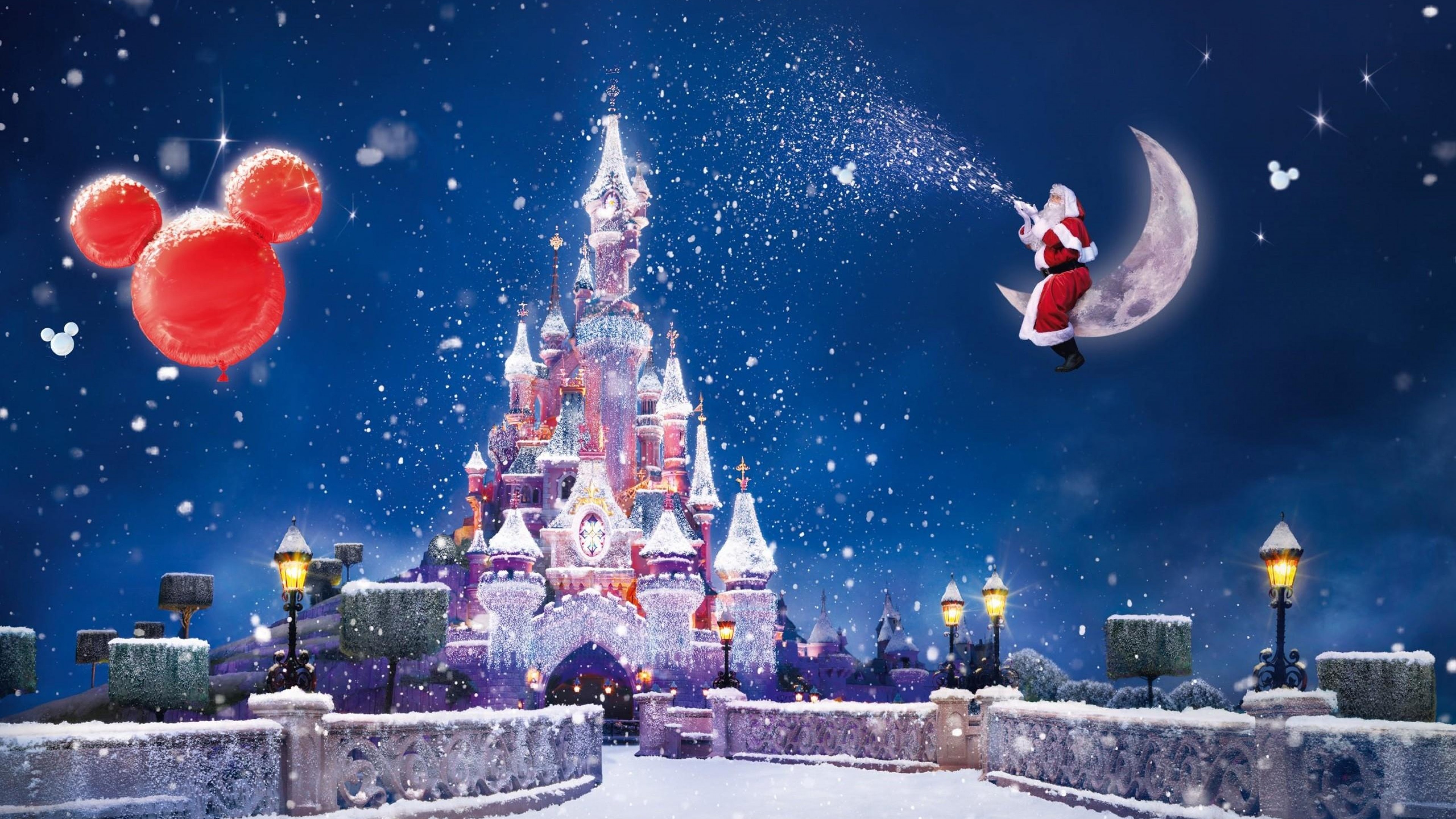 Christmas wallpaper background k ultra hd wallpaper santa claus magic moon snow castle balloons holiday