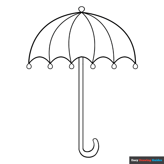 Umbrella coloring page easy drawing guides