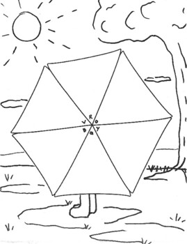 Color wheel umbrella coloring sheet by carolyn wagner tpt