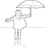 Person holding umbrella coloring pages