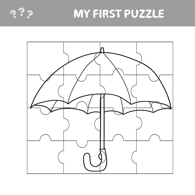 Premium vector umbrella in cartoon style education game for development of preschool children my first puzzle coloring page
