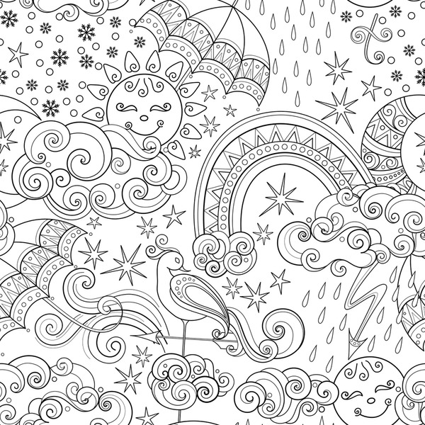 Thousand coloring page sun clouds royalty