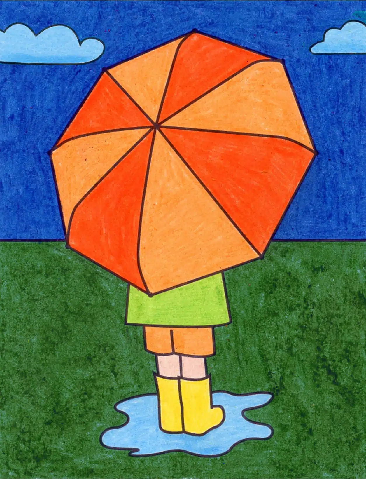 Easy how to draw an umbrella tutorial video and coloring page