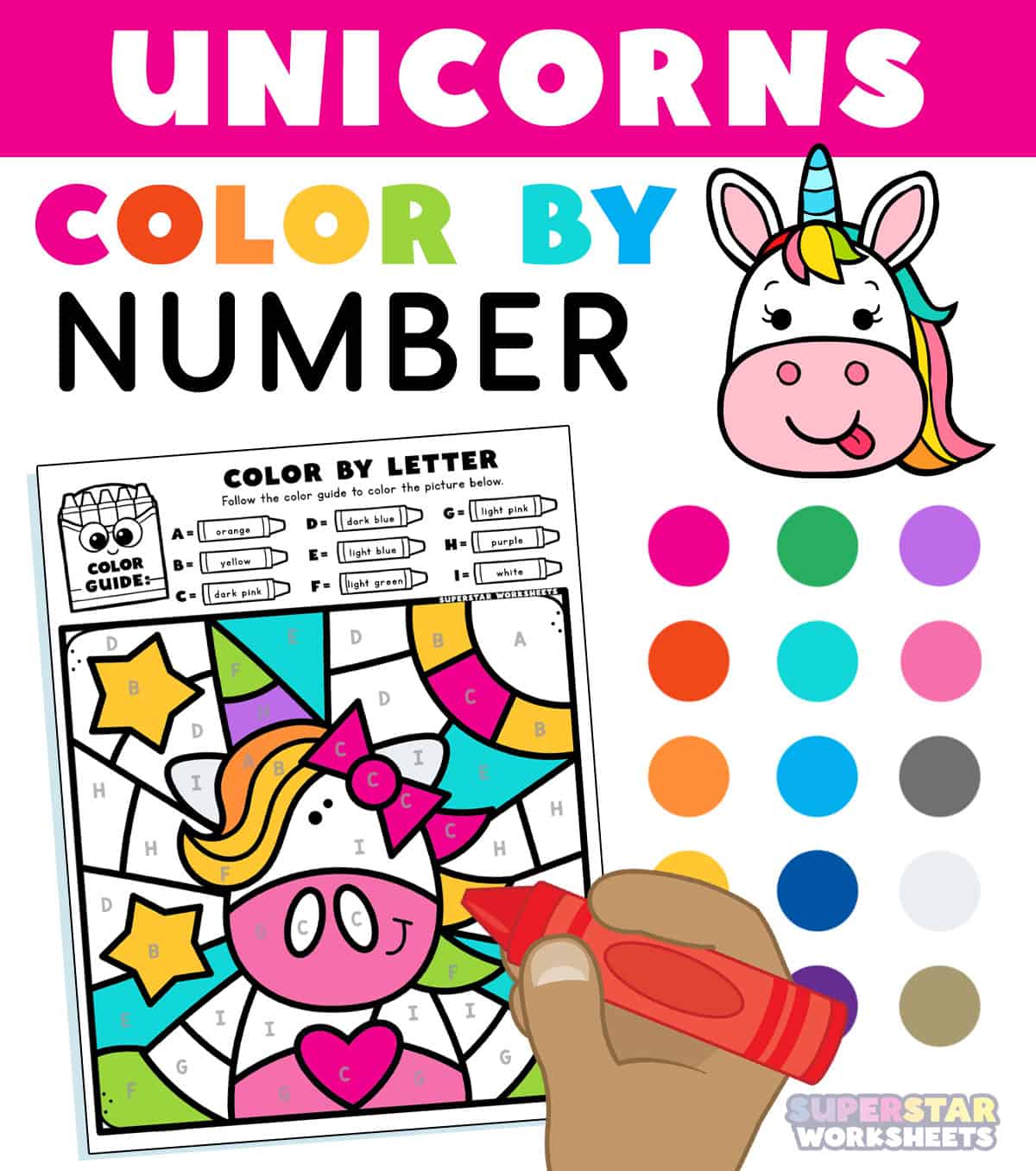 Unicorn color by number
