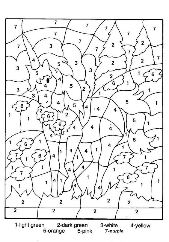 Free printable color by number coloring pages